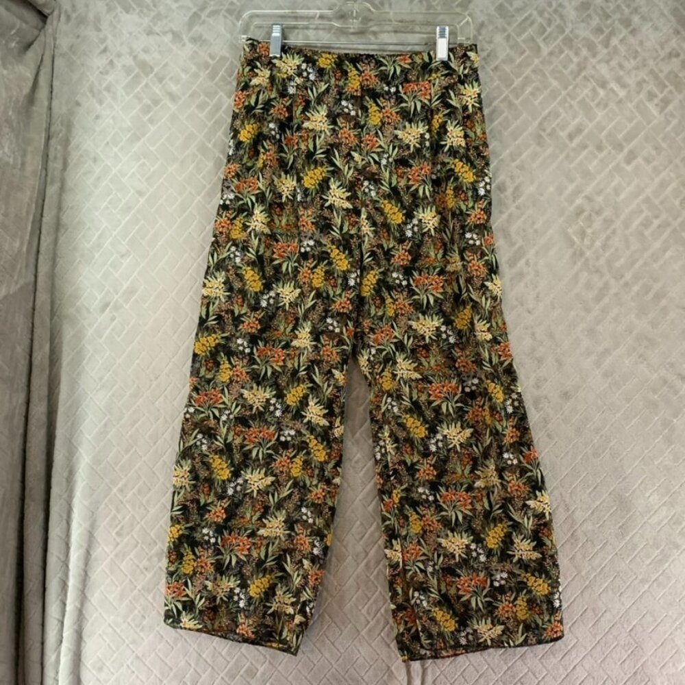 Vertiche Pants Womens M Cropped Colorful Floral Straight Leg Boho Cottage Core
